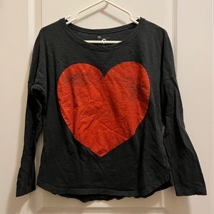 Gap large heart long sleeve tee